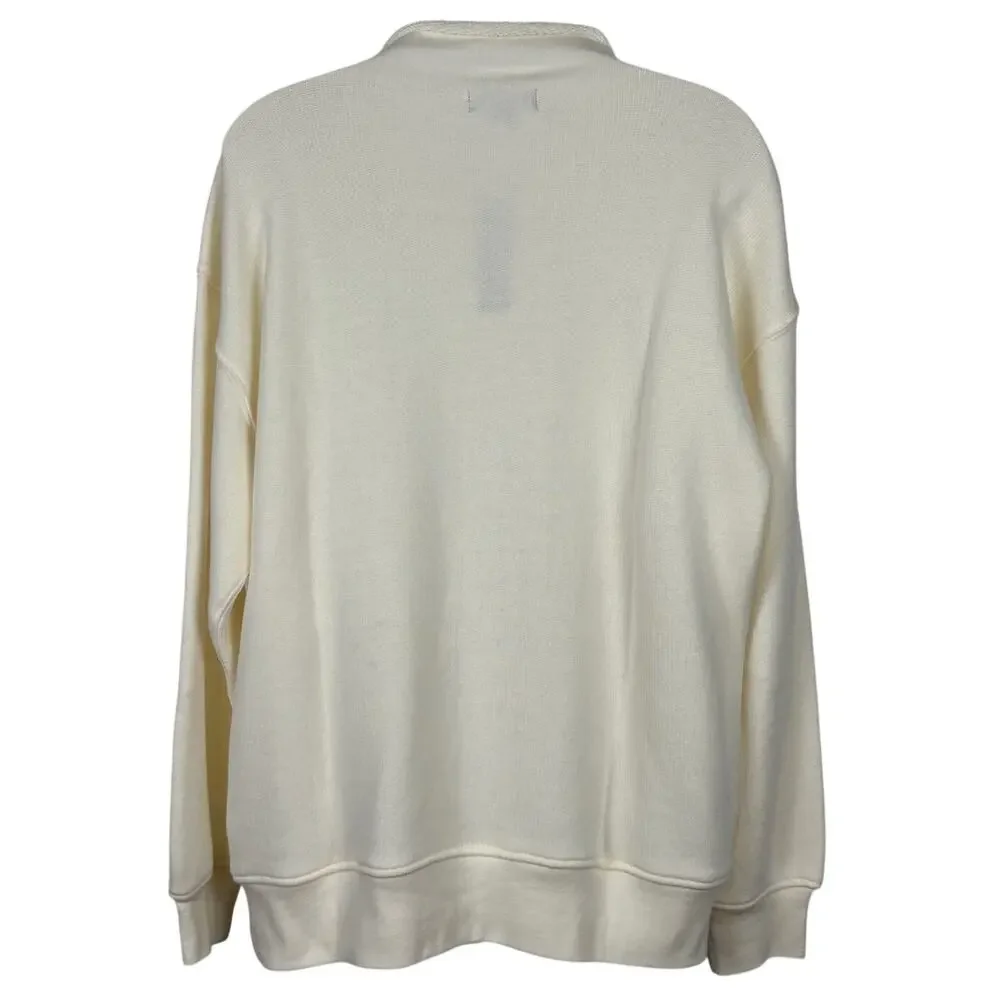 J.Crew Heritage Terry Rollneck Sweatshirt 100% Cotton Top Ivory CC944 Size S NWT